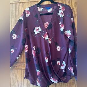 Apt. 9 Plum Floral Wrap Blouse